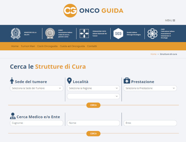 oncoguida ricerca strutture oncologiche